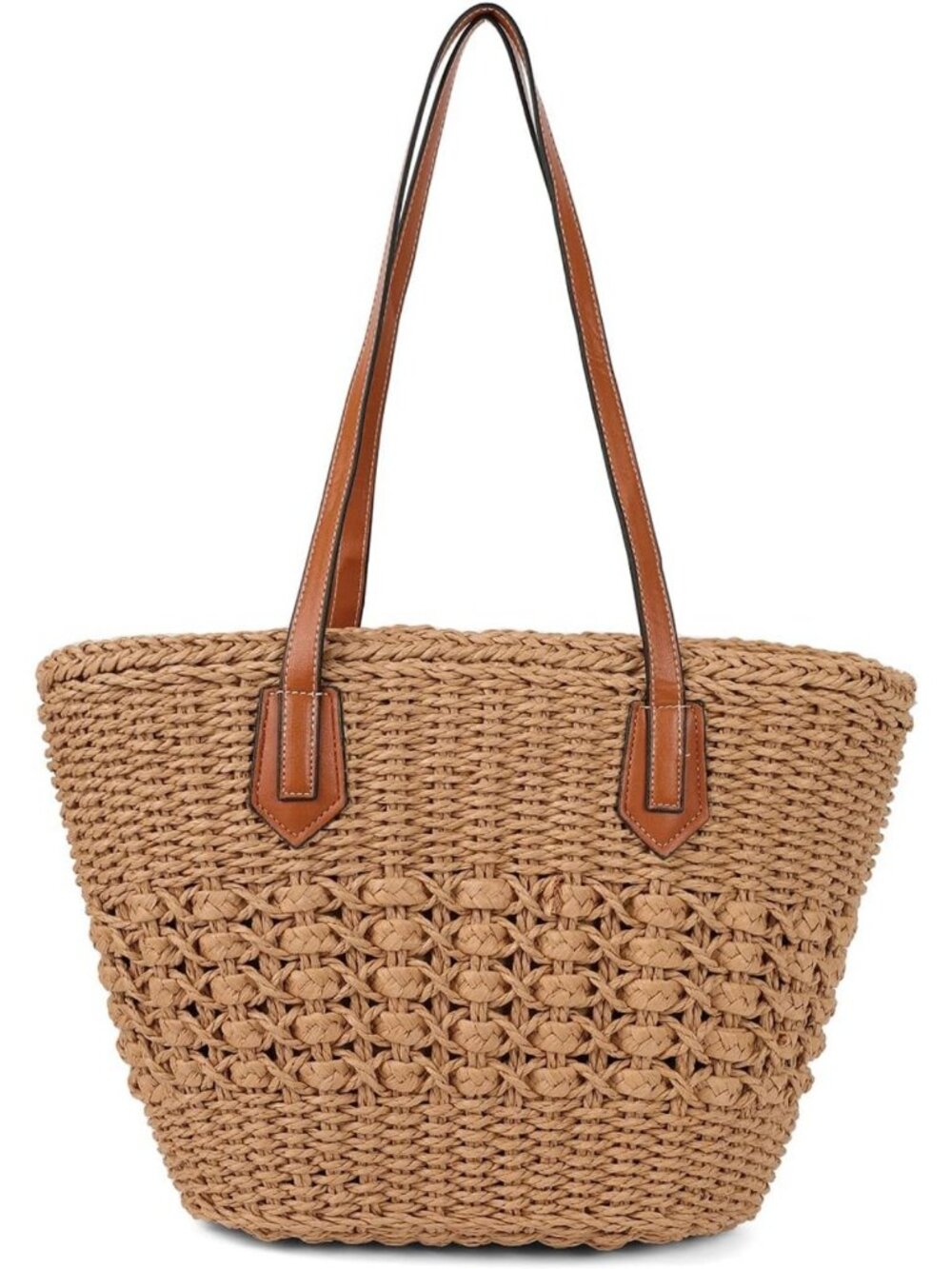 Large Woven Straw Shoulder Bag | Handmade Rattan Tote for Summer Travel & Beach